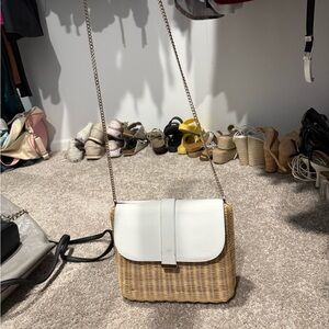 Talbots White and Tan Crossbody Bag